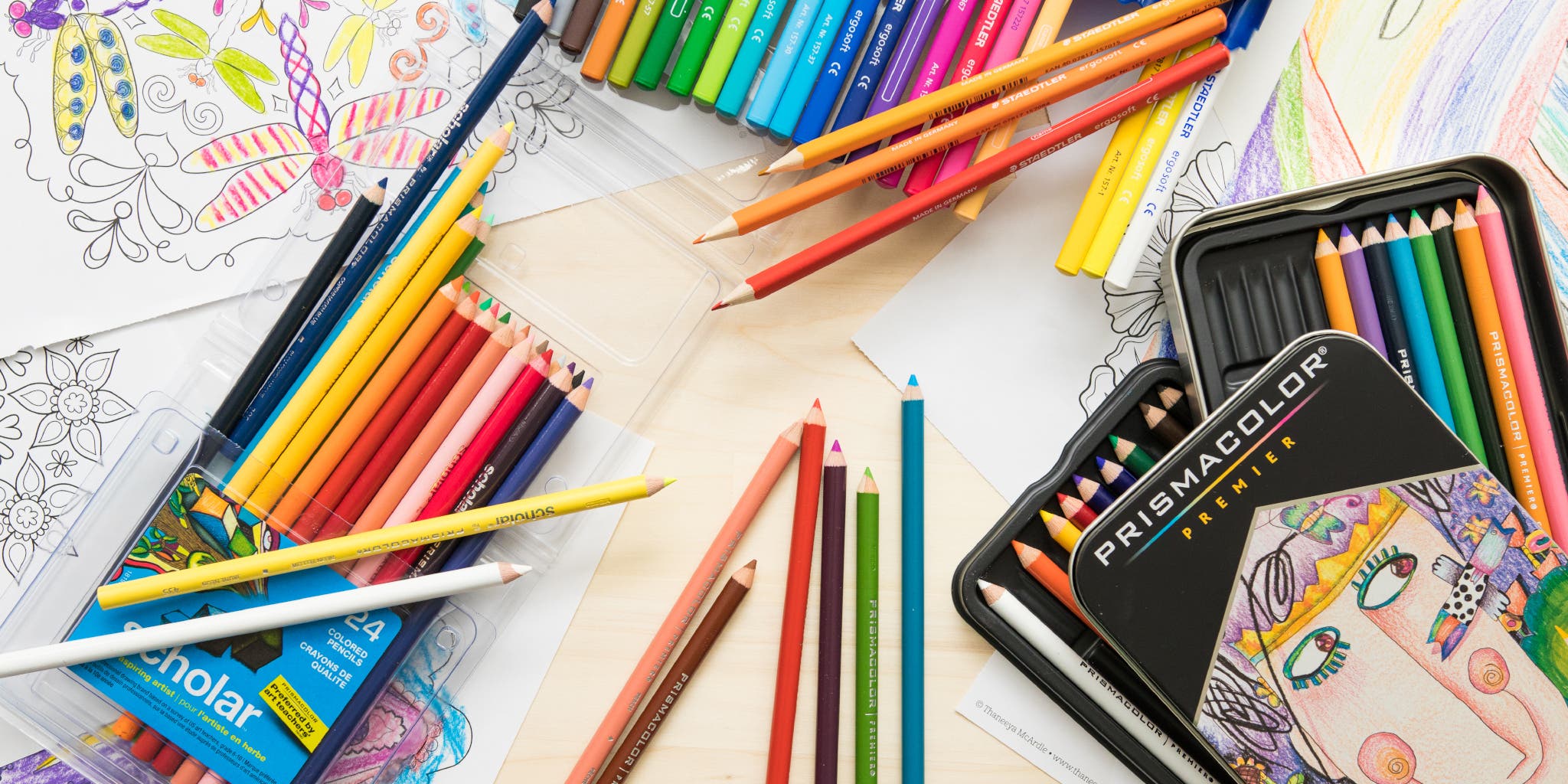 Coloured pencils for drawing and illustration